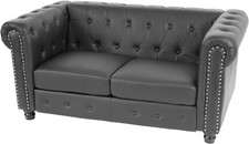 HW 2er Sofa Luxux Loungesofa Couch Chesterfield Kunstleder runde Füße schwarz