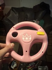 RARE Hori Mario Kart Princess Peach Pink Steering Racing Wheel For Wii U Used
