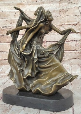 Original Aldo Vitaleh Two Dancers Dancing Ballerina Bronze Sculpture Statue Deco