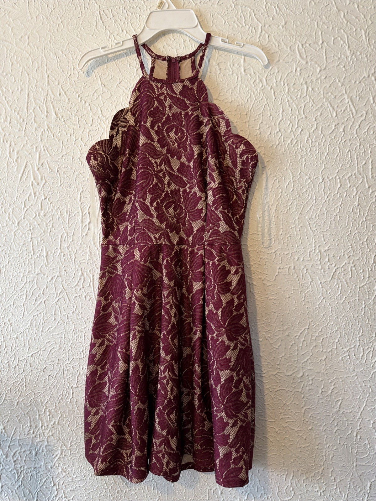 Charlotte Russe Women's Size Small Burgundy Laced Sleeveless Dress