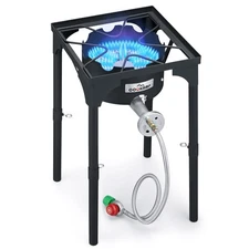 High Pressure Propane Burner Banjo Single Wok Burner 200,000BTU with Adjustab...