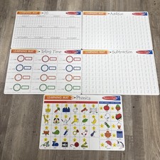 Melissa Doug Double Sided Learning Mats Lot x5 Time, Phonics, Calendar, -