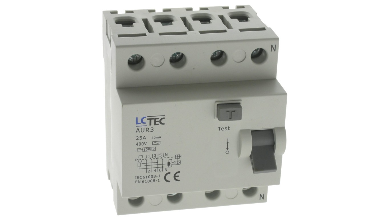 4P 25A 30mA AC Differential Current Switch 10kA 495636 10kA
