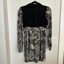 Vintage Young Edwardian Black White Dress Geometric Boho Floral Sleeve 11