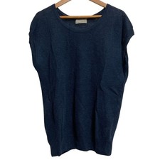 MARGARET HOWELL 100 Linen Sleeveless Knit Pullover, Size 2, Navy Women USED