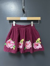 Mini Boden Sz 3-4Y Floral Maroon Purple Skirt Girls
