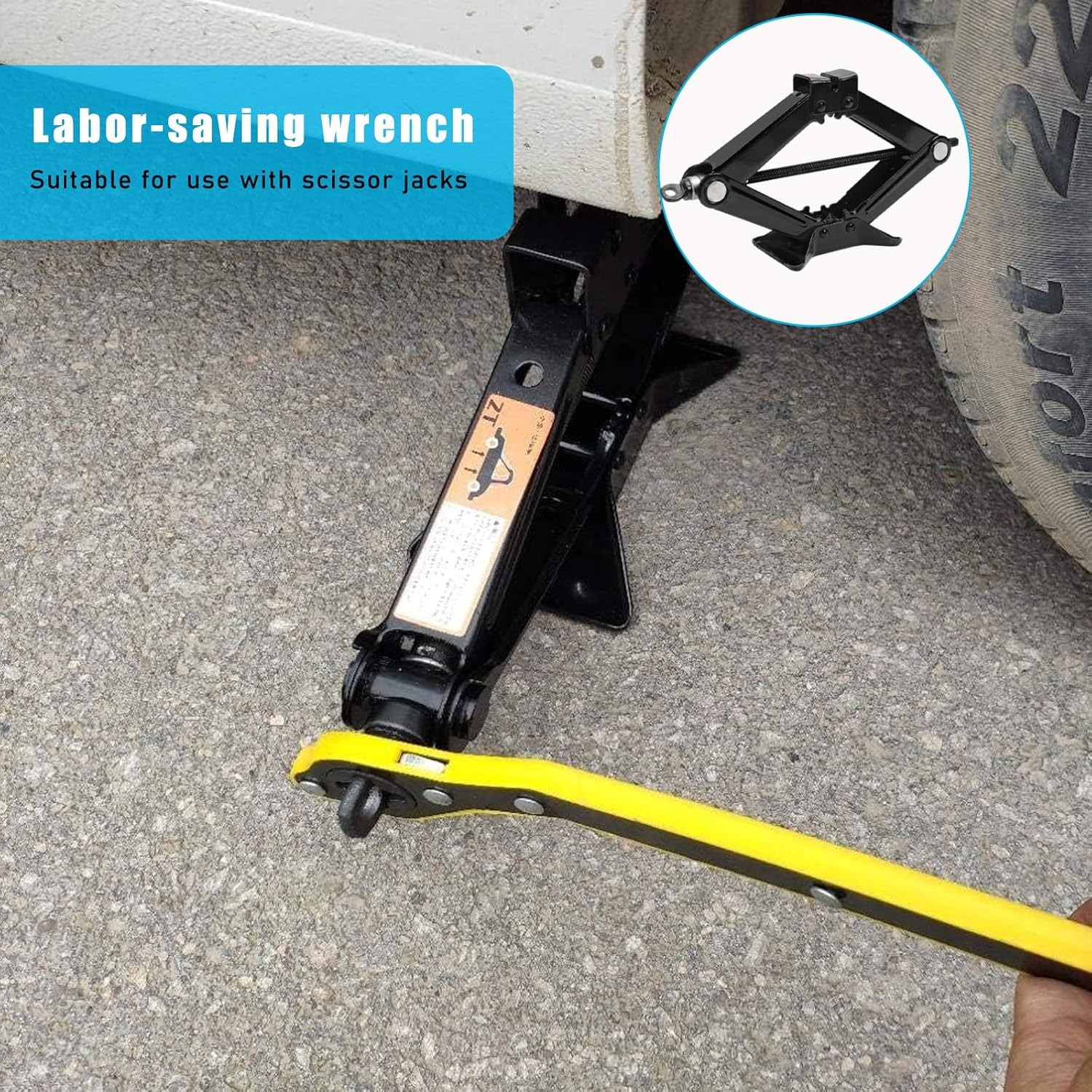 Car Jack Ratchet Wrench, 360° Swivel Labor-Saving Scissor Jack Wrench, Jack Lif