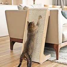 L Shape Cat Scratcher Sisal Scratching Ramp Chevron Pad 27 Inch Mouse Toy