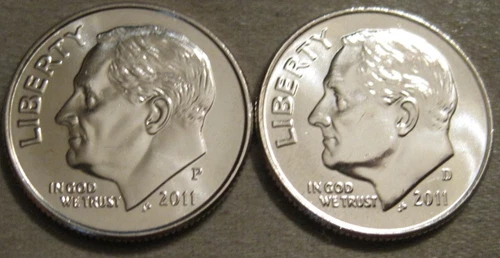 SELLING AS SHOWN - 2011 P & 2011 D UNCIRCULATED ROOSEVELT DIMES * 2 DIMES ** 519
