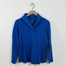 L.L. Bean Beautiful Vibrant Blue Pullover Long Sleeve V Neck Collared Sweatshirt