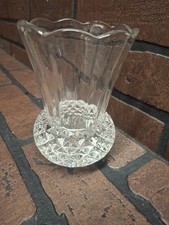 Vintage Clear Lead Crystal Diamond Point Vase...