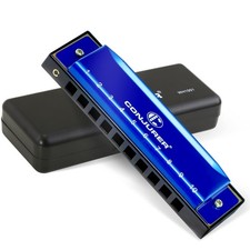 Blues Harmonica for Adult Beginners 10 Hole Diatonic Harmonica Key of C Brass...