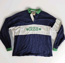 VTG Fighting Irish Norte Dame Mens Dehen Rugby Polo Shirt Sweatshirt XXL 2XL 80s