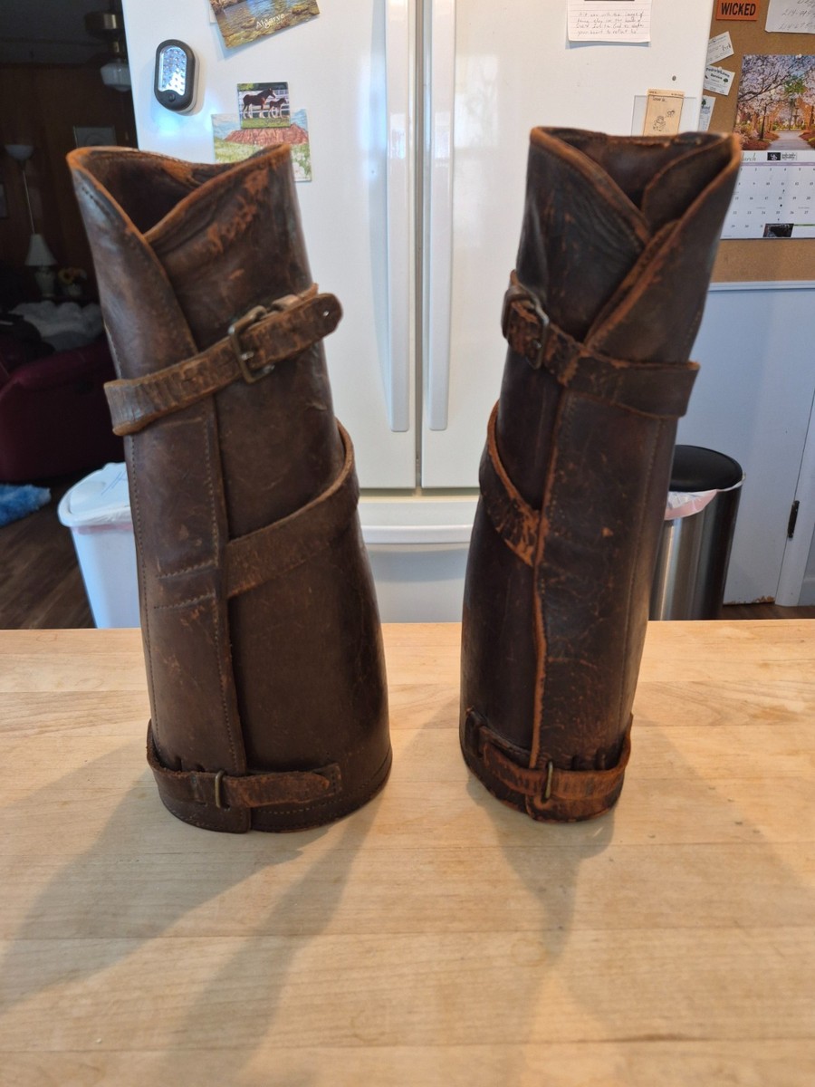 WW1 US Army Leather Cavalry Leggings Gaiters Spats Uniform Wraps