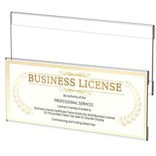 Business License Frame 2pcs, 4x10 Acrylic Business Certificate Holder for Wal...