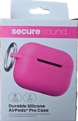 Secure Sound Durable Silicone AirPods Pro Case New Sealed Pink With Carabiner