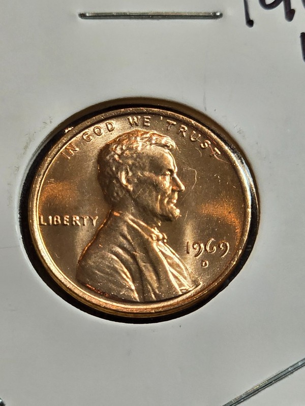1969 d gem bu lincoln memorial cent penny taken from a obw roll pristine example