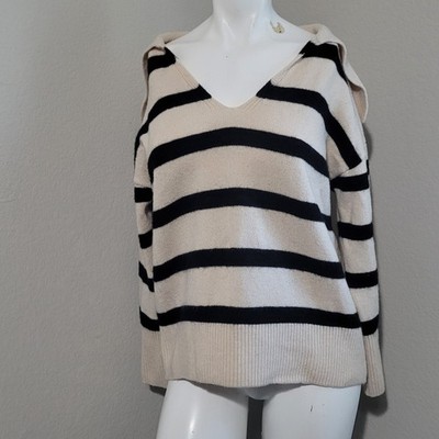 Massimo Dutti Small sweater wool cashmere striped adjustable collar