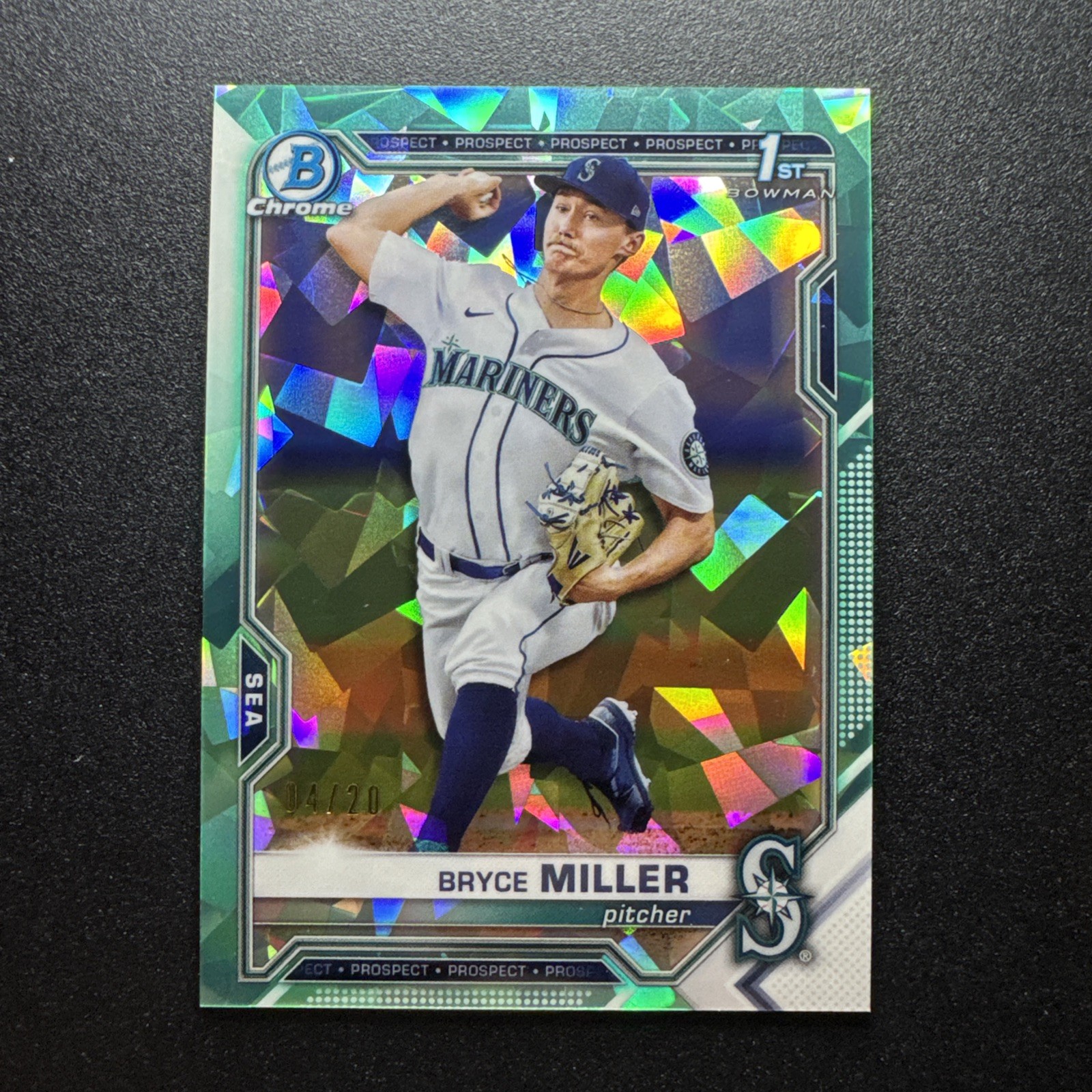 2021 Bowman Draft Sapphire Bryce Miller #BDC-64 1st Aqua Refractor /20 MARINERS