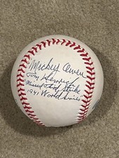 Mickey Owen Tommy Henrich Signed Baseball Autographed Missed Third Strike 1941