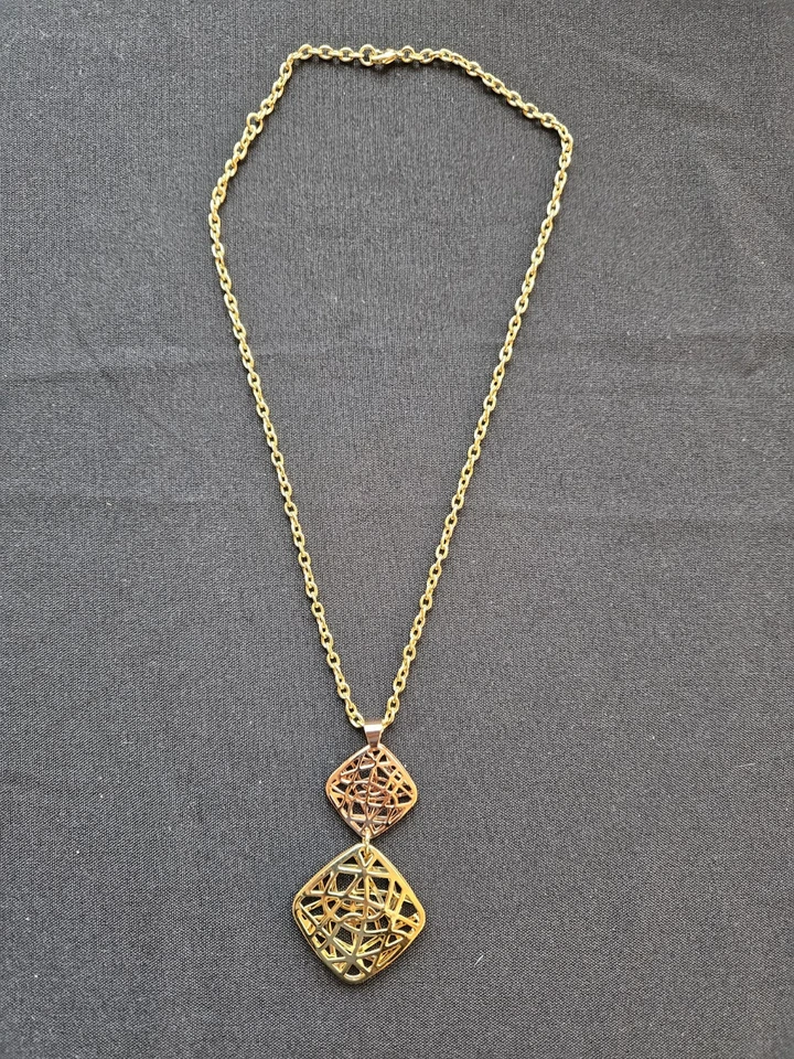 Halskette Collier 50+5cm mit Anhänger 80×40×10mm Neu Messing Vergoldet