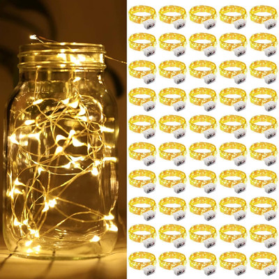 50 Pack Fairy Lights Battery Operated, 7Ft 20 Mini LED Fairy String Lights Silve