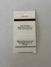 Mickey Burleson Canutillo Texas Vintage Matchbook Cubierta O2