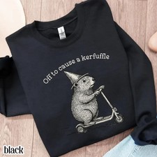 Off To Cause A Kerfuffle Sweatshirt Funny Groundhog Scooter Sweater Silly Animal
