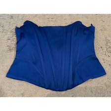 Zara Royal Blue Satin Corset Top Strapless Boned Bustier Size M NWT
