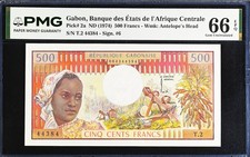 Gabon 500 Francs ND (1974) Pick-2a GEM UNC PMG 66 EPQ