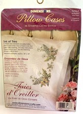 Dimensions Stamped Cross Stitch Set of 2 Pillowcases 72967 BUTTERFLIES  FERN