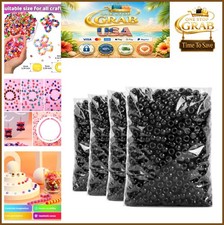 Pony Beads 4000Pcs Black 6x9mm Barrel Shape Plastic Loose Beads for Hair Braids