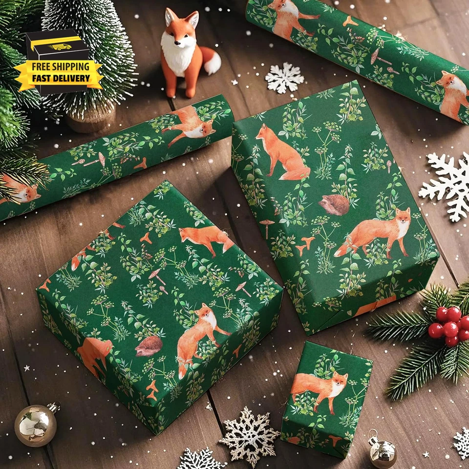 Kraft Forest Animals Christmas Wrapping Paper - Mini Roll - 17 Inch X 16.5 Feet - Image 4 of 4