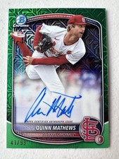 2025 Bowman Chrome Auto - Quinn Mathews - Green Mojo Mega /99 - Cardinals