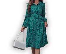 Women's Ladies Casual Floral Dress Down Collar Party Evening Holiday Sundress