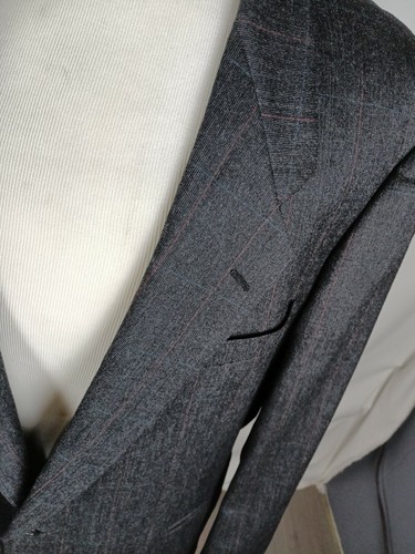pierre cardin VTG Men's Sz 46L Charcoal Gray Striped 100% Wool Sport Coat B41 - Picture 7 of 12