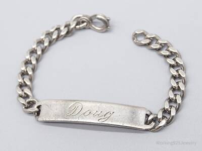 Antikes Elco ''Doug'' Name ID Bar Sterling Silber Armband