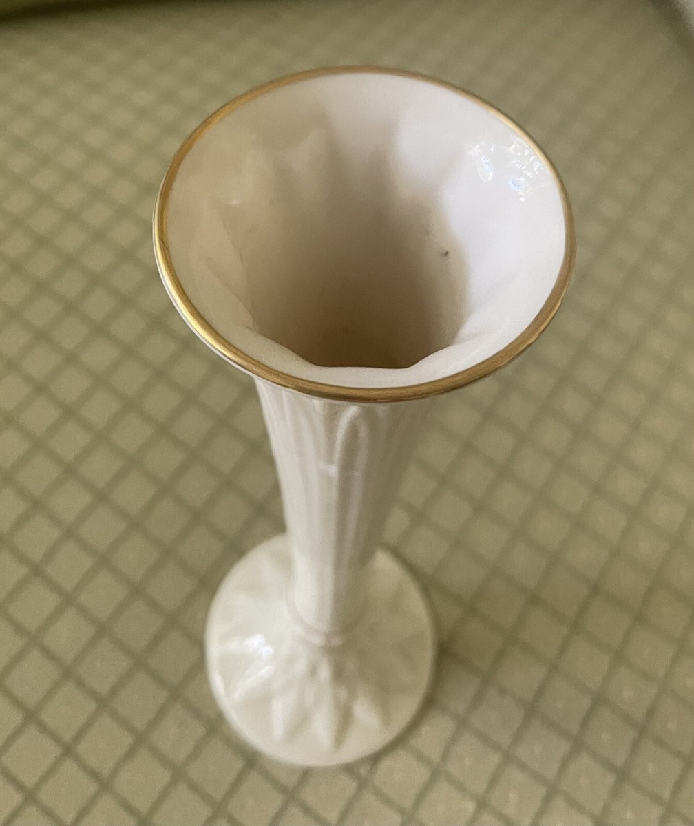 Vintage Lenox USA 9.25” Bud Vase Tivoli Collection 24K Gold Trim