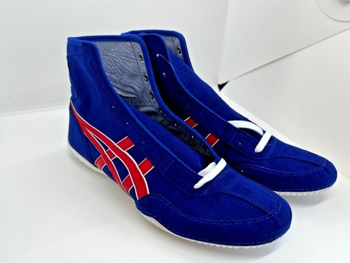 asics Boxing Wrestling Shoes Blue Red Line White 1083A001 EX-EO NEW TWR900 - Picture 10 of 17