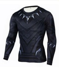Black Panther Men Sportswear Compression T-Shirt Cosplay, Long Sleeve w/warranty