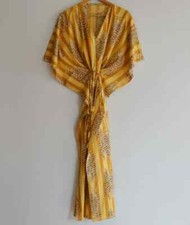 Indian Yellow Kimono Kaftans Summer Dress Night Gown Maxi Bridal Caftan Dress US