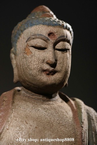 Estatua de Buda Sakyamuni tallada en madera budismo tibetano de 10" S05 - Imagen 6 de 9