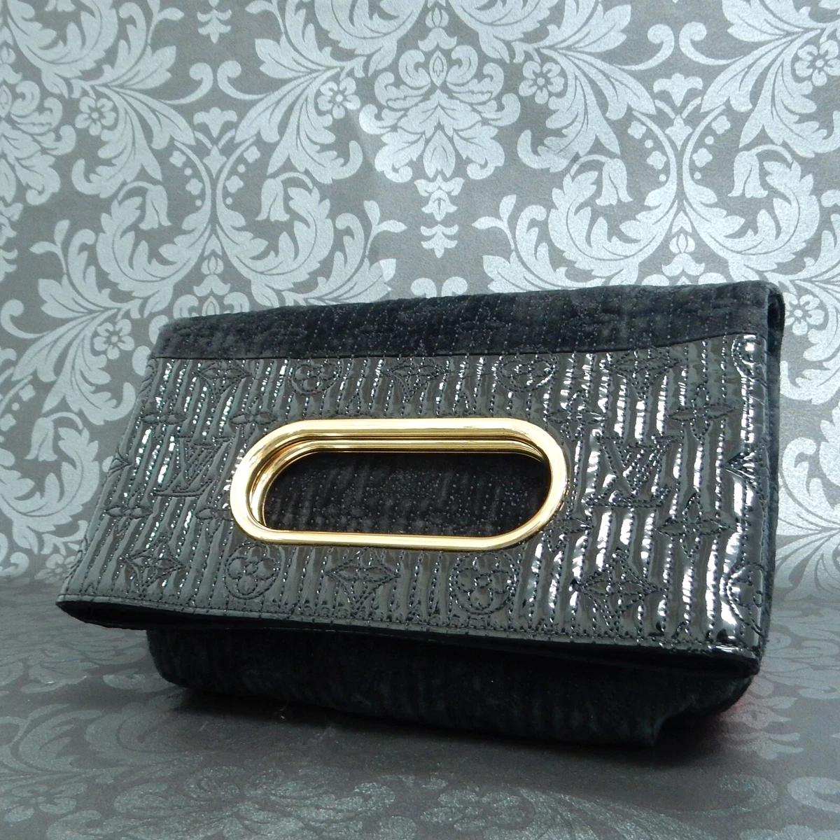 LOUIS VUITTON Monogram Motard Afterdark Suede Patent Black Clutch Bag #1  Rise-on