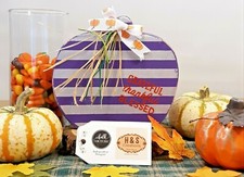 Pumpkin Stand Alone Shelf Sitter Purple Wood
