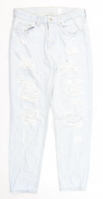 &Denim Damen Jeans blau Baumwollmischung Straight Größe W28