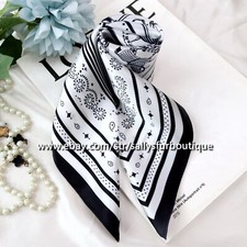 100 Silk Scarf Bandanna Horse Paisley Print Office Necktie Hairband 53cm