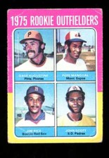 1975 Topps #616 Rookie Outfielders Augustine/Mangual/Rice/Scott PR JX5654