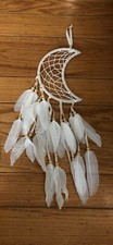 Moon Feather Dream Catcher Wall Hanging from Indonesia - New