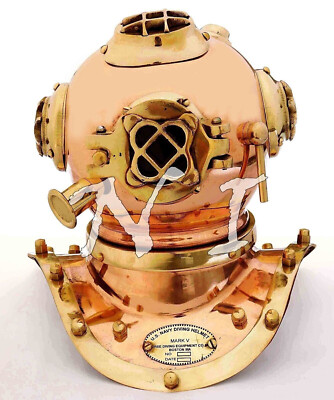 US Navy Mark V Deep Sea Marine Divers Antique Scuba Brass Diving Helmet Gift