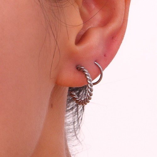 18K Gold Plated Stainless Steel Hoop Women Earrings Spliced Twist Screw Jewelry - Picture 6 of 13